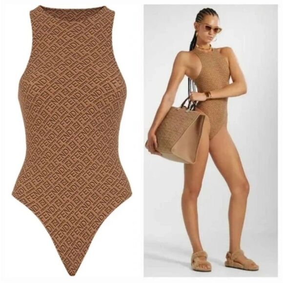 Fendi x Skims High Neck Logo Bodysuit - Picture 8 of 8